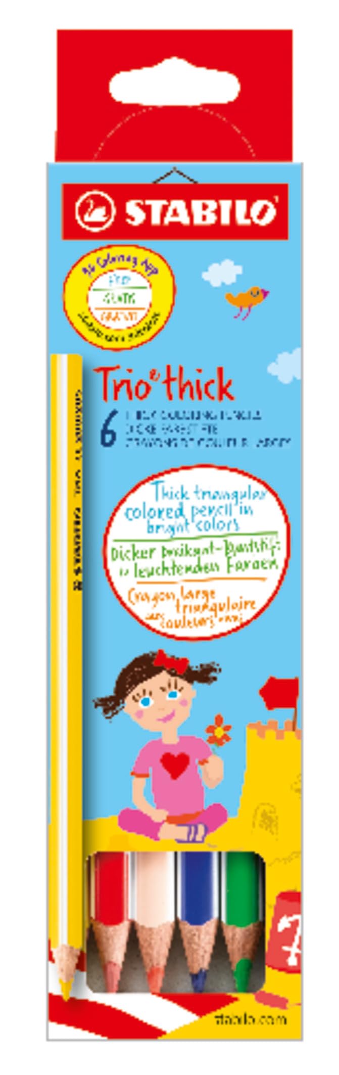 Colouring Pencil - STABILO Trio thick - Pack of 6 - Assorted colours โ image 1