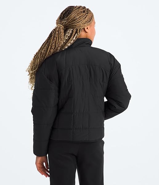 THE NORTH FACE GIRLS REVERSIBLE SHASTA FULL ZIP JACKET | KIDS’ PUFFER COAT WITH SYNTHETIC INSULATION, FLEECE LINING & WATER-REPELLENT FINISH, TNF BLACK, X-LARGE