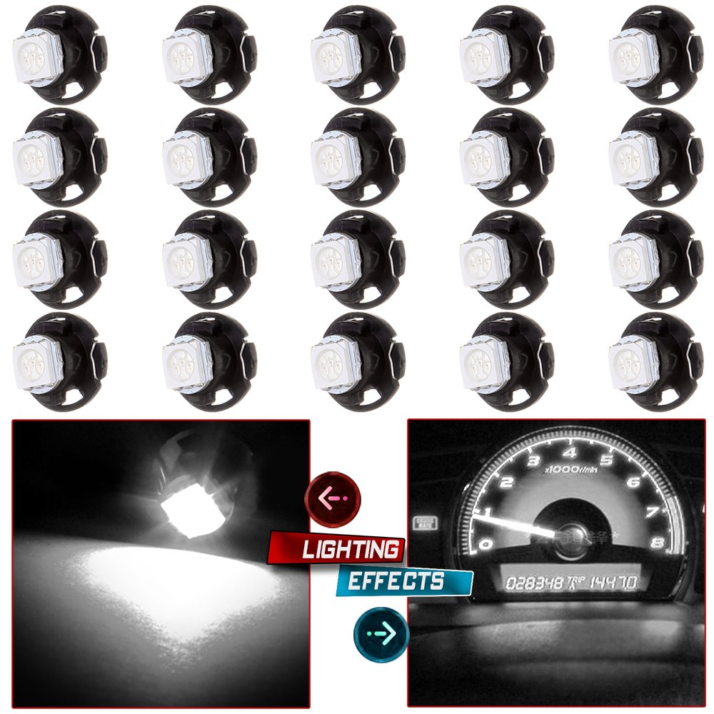 cciyu 20x T4.7 White 1-5050-SMD LED Neo Wedge Instrument A/C Climate Heater Lights 12V Fits For 2001-2012 Dodge Ram 1500 Van Intrepid Dakota Caravan Grand Caravan Ram 5500 4500 3500 Van 3500
