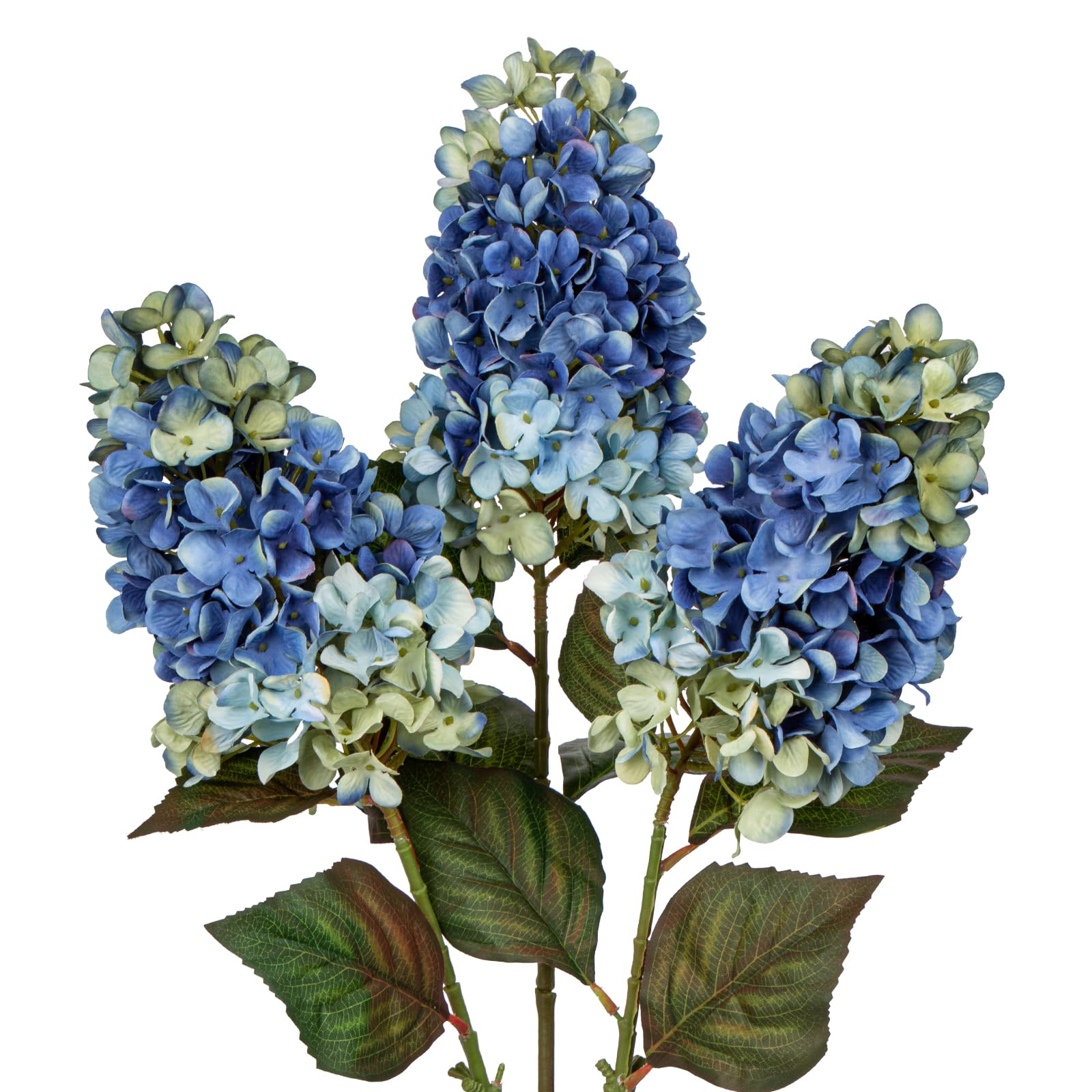 Briful 3PCS Fake Flowers Hydrangea Blue Artificial Flowers 28.7" Tall Artificial Hydrangea Flowers, Silk Flowers Long Stem for Floral Arrangement Home Farmhouse Office Hotel Decoration