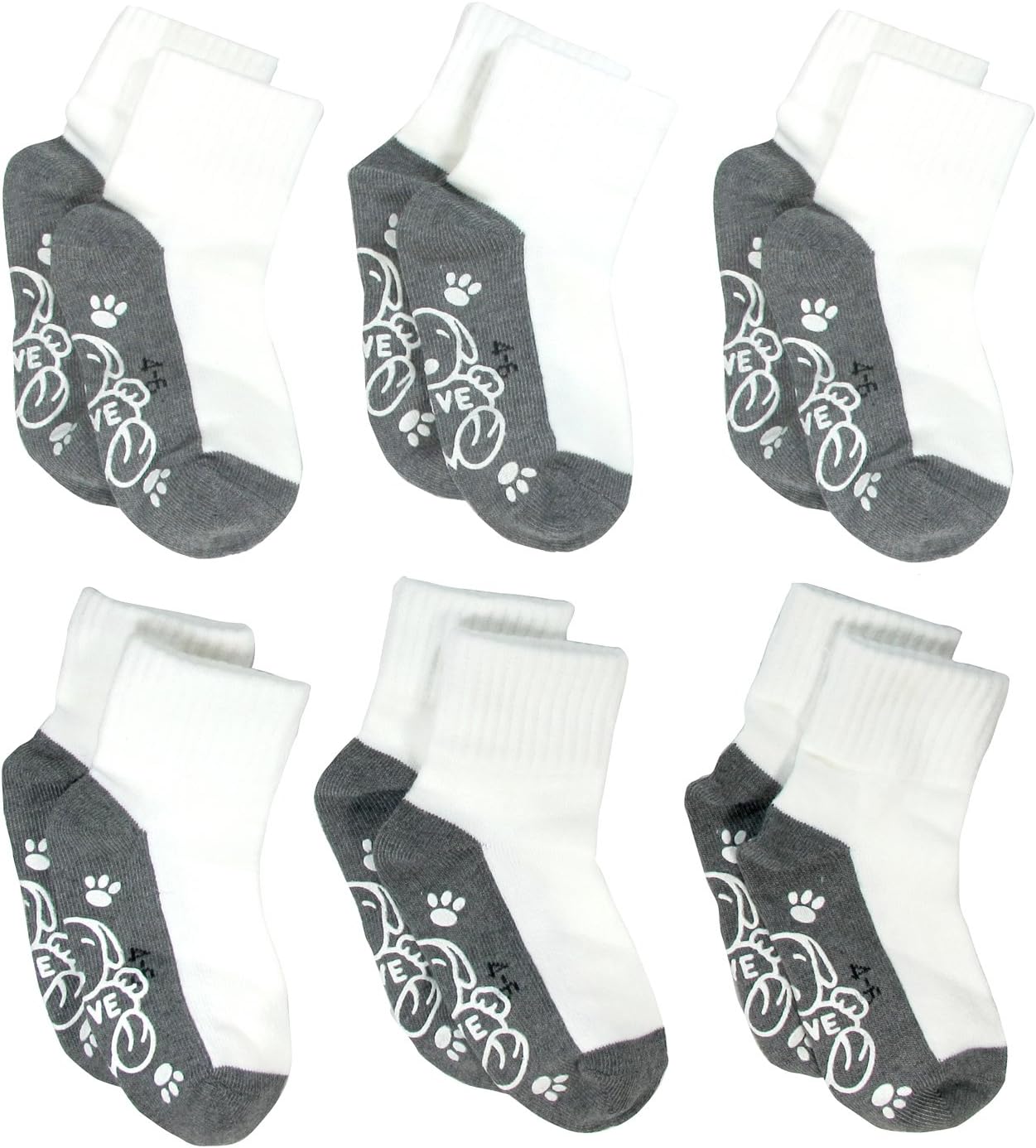 Anti Non Skid/Slip Socks-Cotton-(6-Pack)-Great for Child,Young,Boy and Girl.