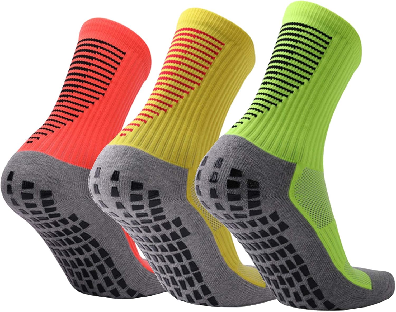 TENEMT 3 Pair Mens Anti Slip Soccer Socks,Non Slip Football Basketball