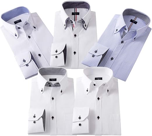 Amazon ワイシャツ メンズ 長袖 ビジネスワイシャツ セット Yシャツ5枚組入り 多色選択 シャツ 通販