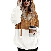 LONGYUAN Women Casual Hoodies Fashion Fuzzy Warm Pullover Sherpa Outerwear with Pockets