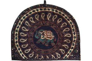 Shubhlaxmifashion Indian Cotton Mandala Blue Color Tea Cosy Elephant Printed Abstract Tea Pot Décor Cover Traditional Tea Quilt Floral Warmer Tea Cozies Insulated Gift