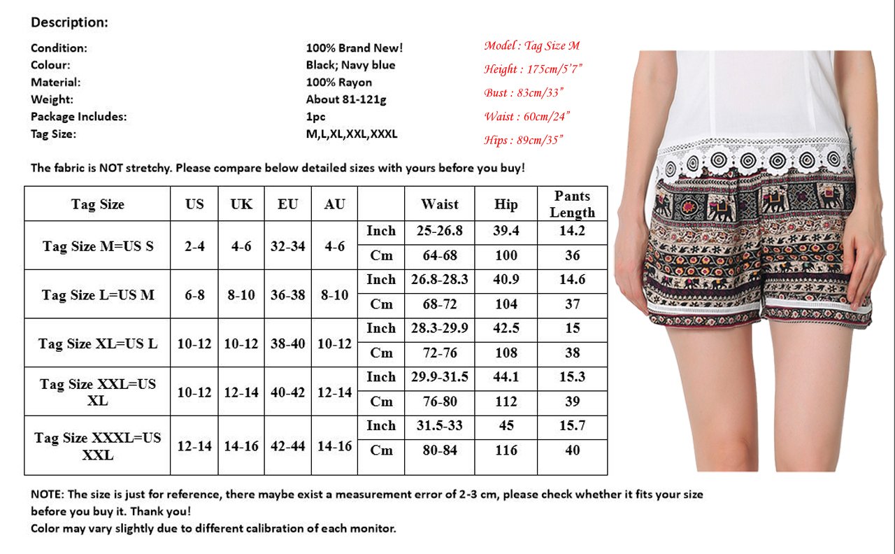 CHIC DIARY Women Sexy Hot Pants Summer Casual High Waist Beach Shorts (L, Black)
