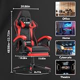 bigzzia Ergonomic Gaming Chair with Lumbar Cushion and Headrest Red view 2