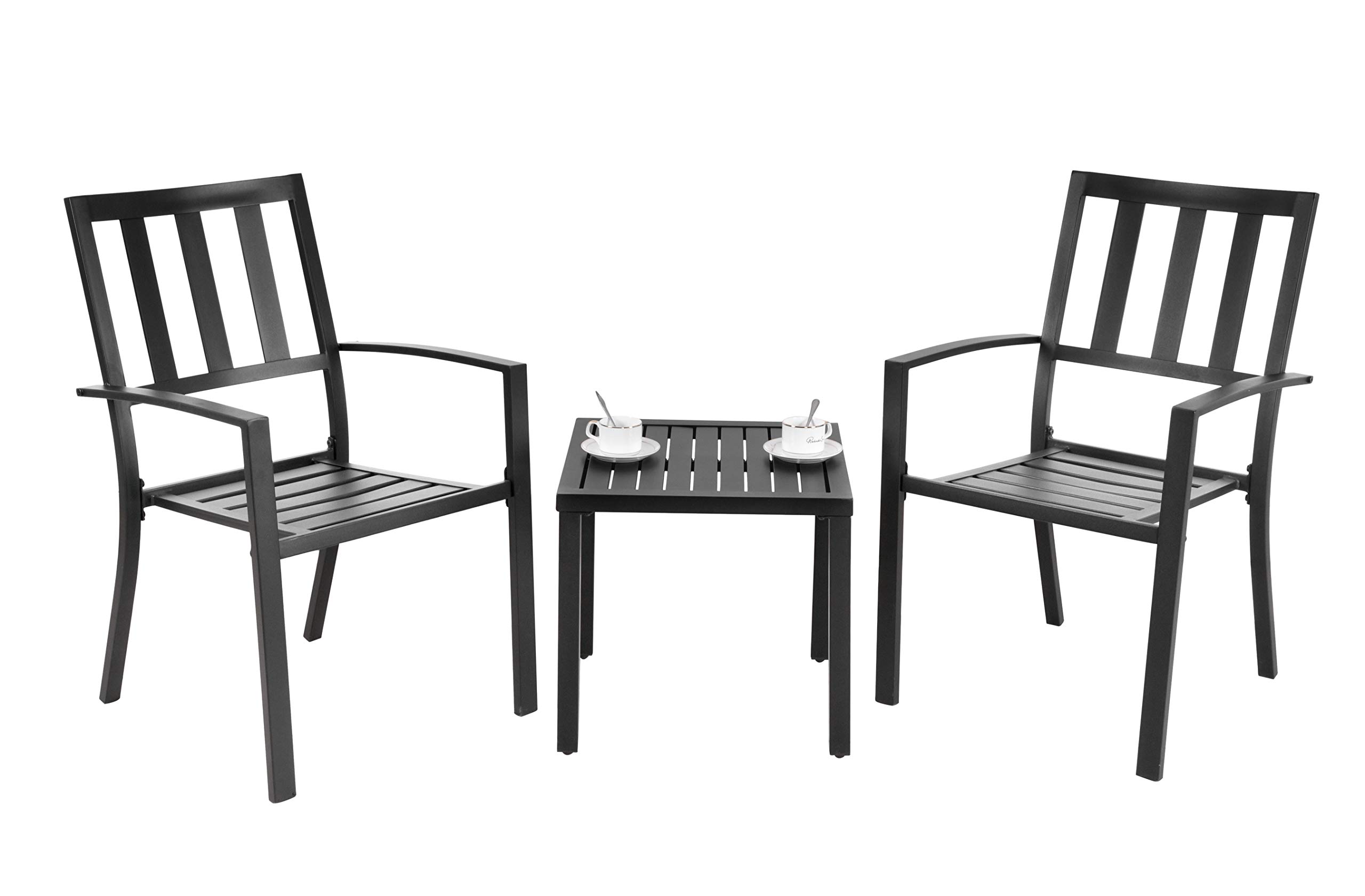 EMERIT Outdoor Metal Square Patio Bistro Side End Table,Black