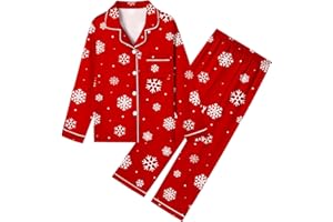 Umeyda Girls & Womens Satin Pajamas Set, 2 Pieces Silky Pjs Long Sleeve + Pants Sleepwear for Mom Kids and Boys