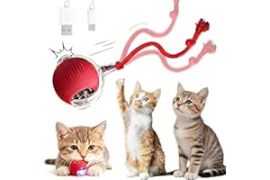 Interactive Cat Ball Toy for Indoor Cats - Fast Rolling Move On Carpet, Smart Obstacle Avoidance, 360° Smart Automatic Self R