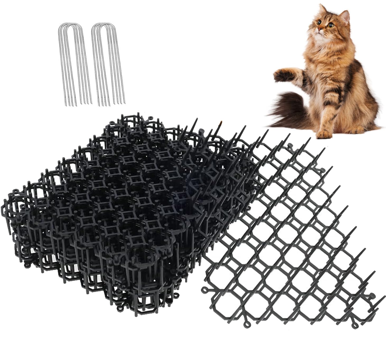 QYVFLIZ 12 PCS Cat Scat Mat With Spikes, ABS Plastic Pet and Dog Deterrent Prickle Mat for Indoor Outdoor Garden Home,15.5 * 20cm
