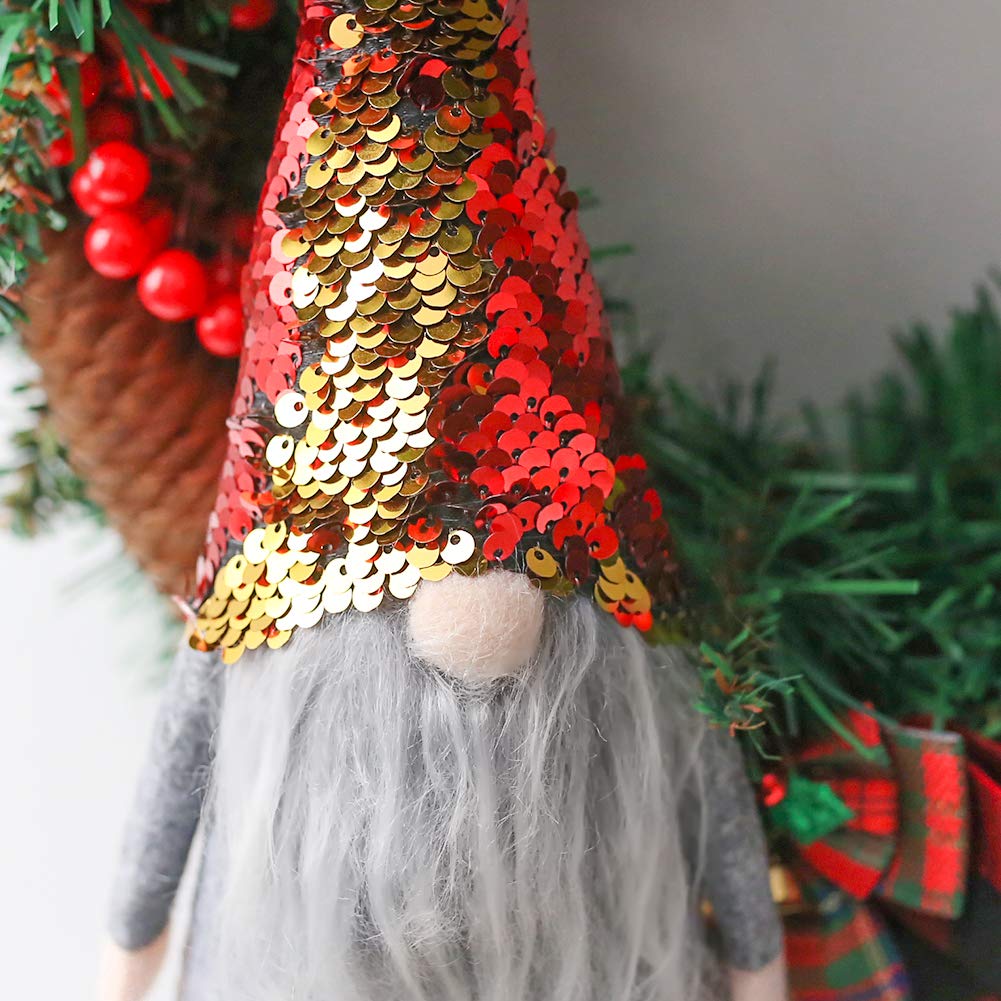 FuturePlusX Swedish Santa Gnome Plush, 1PCS Double Sequins Scandinavian Tomte Santa Scandinavian Gnome Plush for Christmas Santa Decoration Table Decor