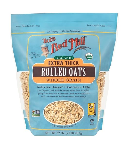 BOB’S RED MILL ORGANIC EXTRA THICK ROLLED OATS, 32OZ (PACK OF 1) – NON GMO, WHOLE GRAIN, VEGAN, KOSHER