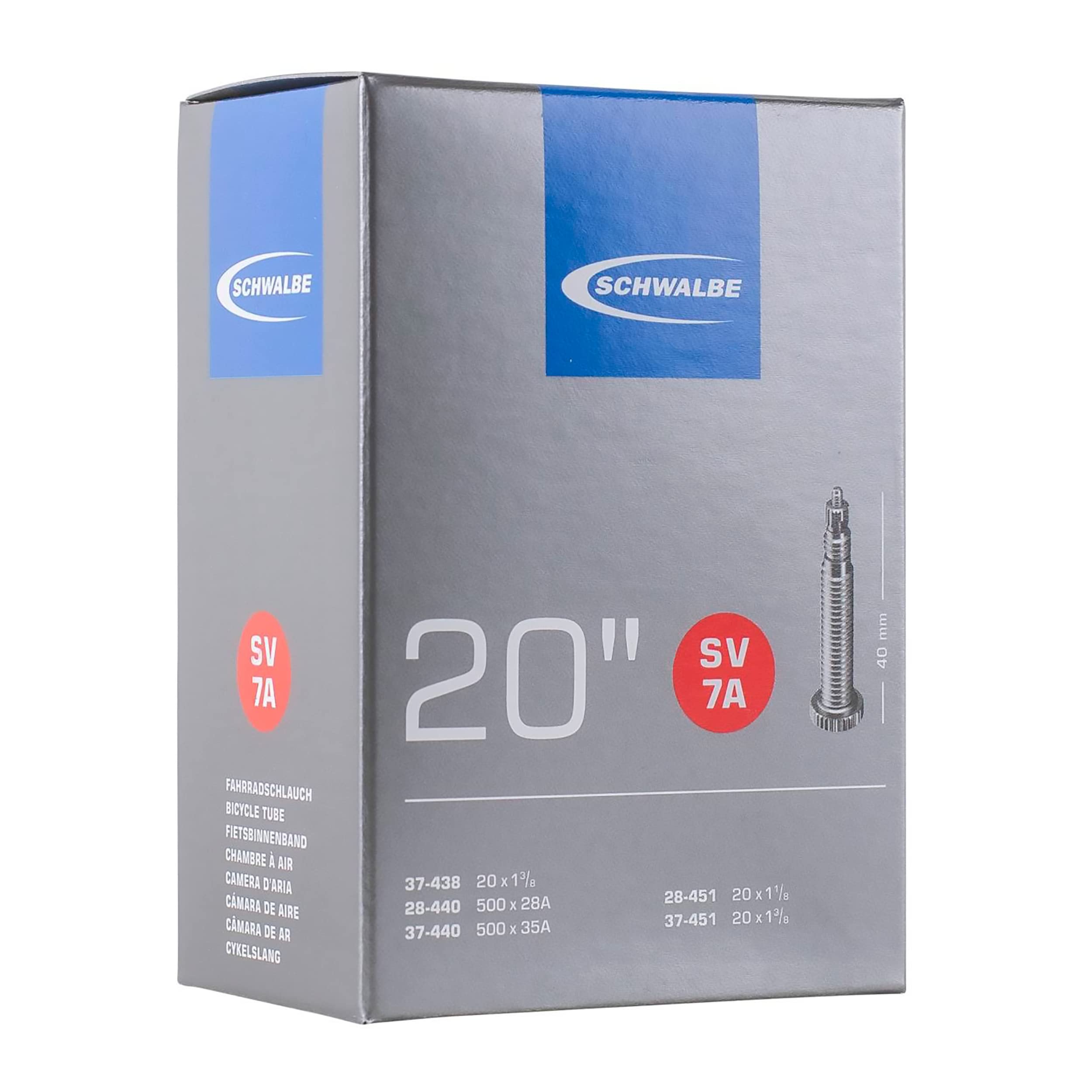 Schwalbe SV7A 20 x 1 1/8 - 1 3/8 Inch Inner Tube with Schrader Valve