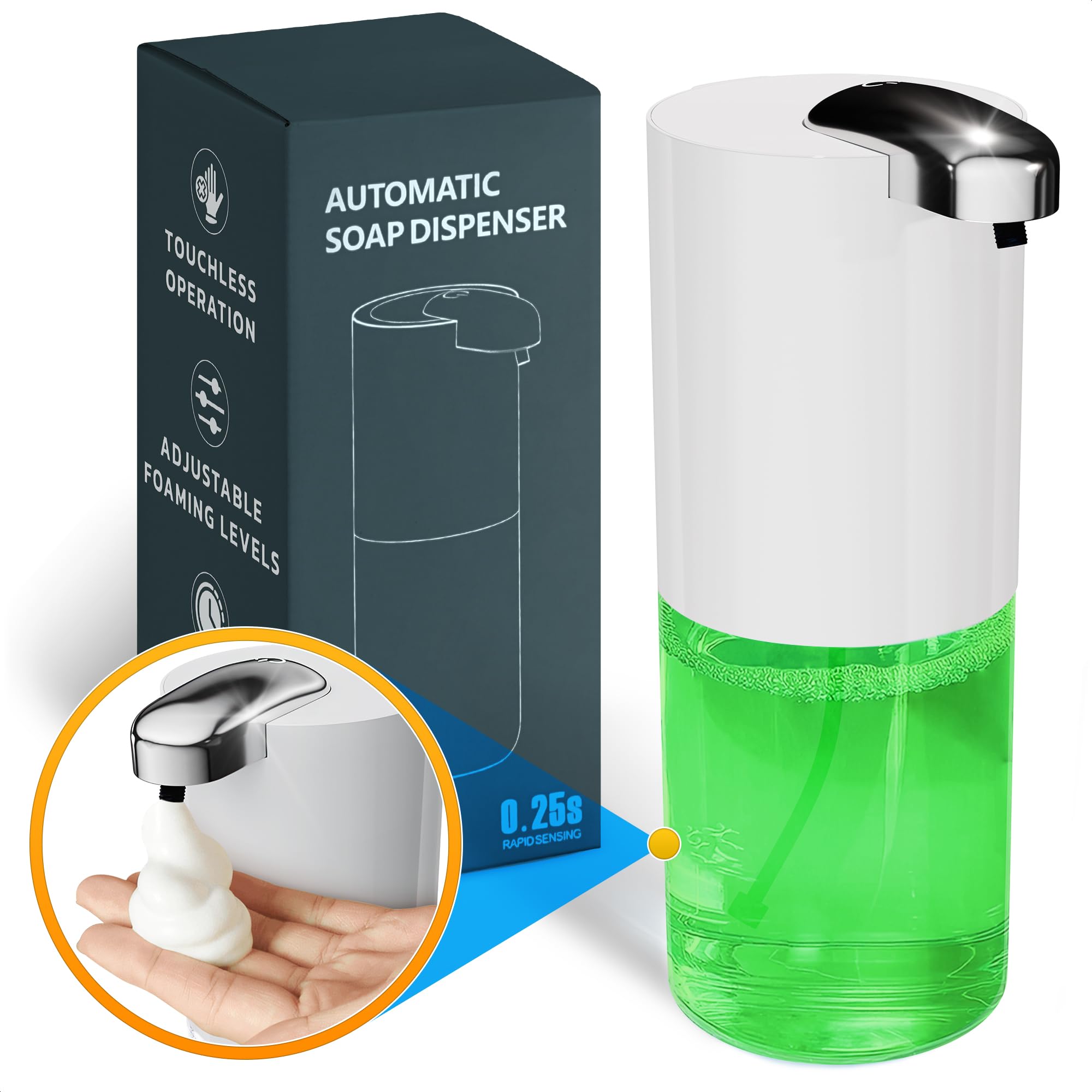 Photo 1 of ***(PARTS ONLY/ MAJOR DAMAGE/ NON FUNCTIONAL)***Automatic Soap Dispenser Touchless - 13.5 Oz Automatic Hand Soap Dispenser, 4-Level Adjustable Foaming, Rechargeable & Long-Lasting, Good for Kitchen, Bathroom, Hotels, Restaurants & Office