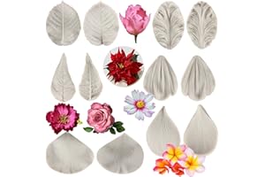 Sijiangmold Gumpaste Flower Silicone Veining Mold Rose Veined Fondant Mold Gum Paste Peony Flower Mold Daisy Flower Plumeria Orchid Molds For Sugar Craft Cake Decorating Candy Polymer Clay Set Of 6