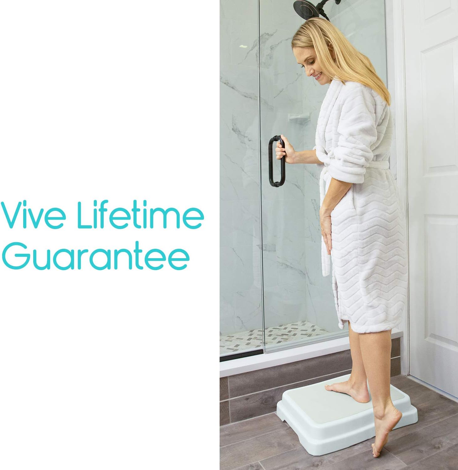 Vive Bath Step (4 inch) - Slip Resistant Shower Stepping Stool - Elevated Bathroom Safety Aid for Handicap, Elderly Seniors Entering, Exiting Bathtub - Nonslip Heavy Duty Bathtub, Bed, Kitchen: Health & Personal Care