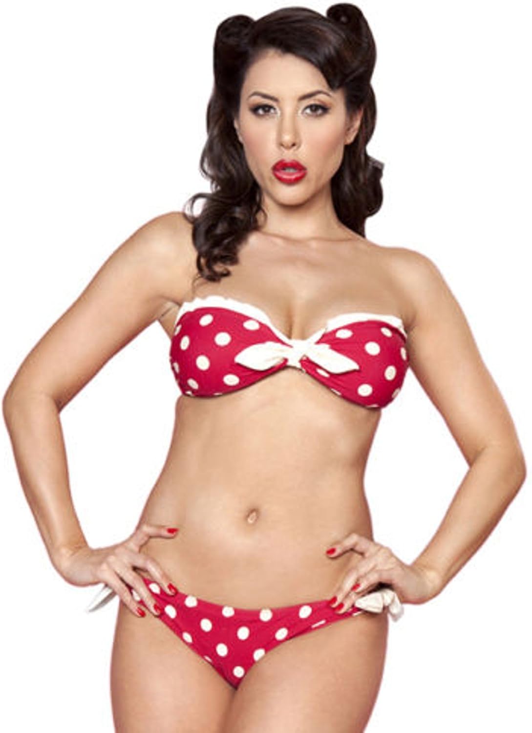 red white polka dot swimsuit