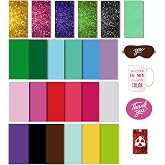 Sublimation Transfer Sheets Solid &amp; Glitter Pre-Inked Paper, 24pcs 4.5"x12" | Compatible with Cricut Heat Press, Iron, Easy Cut &amp; Weed,Heat Press Paper for Mugs T-Shirts Tumblers Coasters,Bright Colors