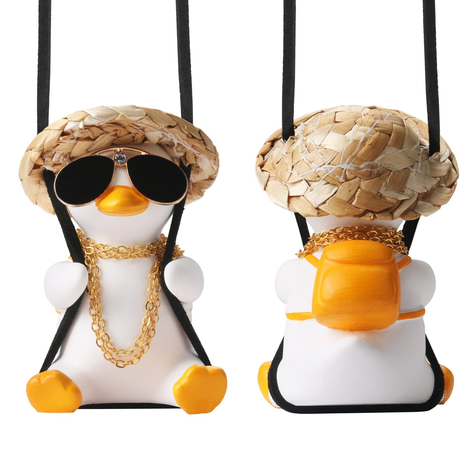 Photo 1 of ***MAJOR DAMAGED*** Cool Swinging Duck Car Hanging Ornament Cute Car Decor Rear View Mirror Accessories Interior for Women Men Teens Truck Rearview Christmas Tree Decorations Things Funny Easter Gifts for Kids Adults
