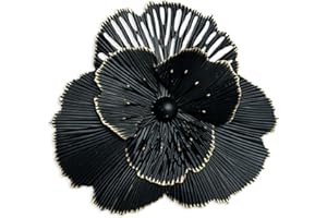 PICFARCE 10" Metal Flower Wall Art Decor, Rustic Modern Floral Sculpture, Distressed Iron Wall Hanging Home Decoration Accent Artworks for Indoor Kitchen Bedroom Living Office Outdoor Garden Patio (36C-Black)