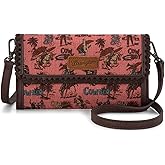 Wrangler Cowboy Print Small Crossbody Bags for Women Western Wristlet Wallet