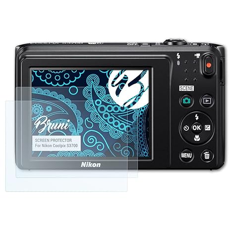 Bruni Schutzfolie für Nikon Coolpix S3700 Folie, glasklare Displayschutzfolie (2X)