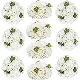 Inweder White Flowers Balls for Centerpieces: 10 PCS 11.8" Diam Flower Centerpieces for Tables in Wedding Reception Decorations Arrangement for Party Celebration Planners