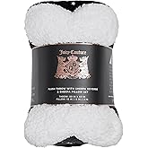 Juicy Couture Plush Paw Heart Pet Sherpa Blanket & Bone Pillow Set - Black - 50x60 - Dog & Cat Combo Set