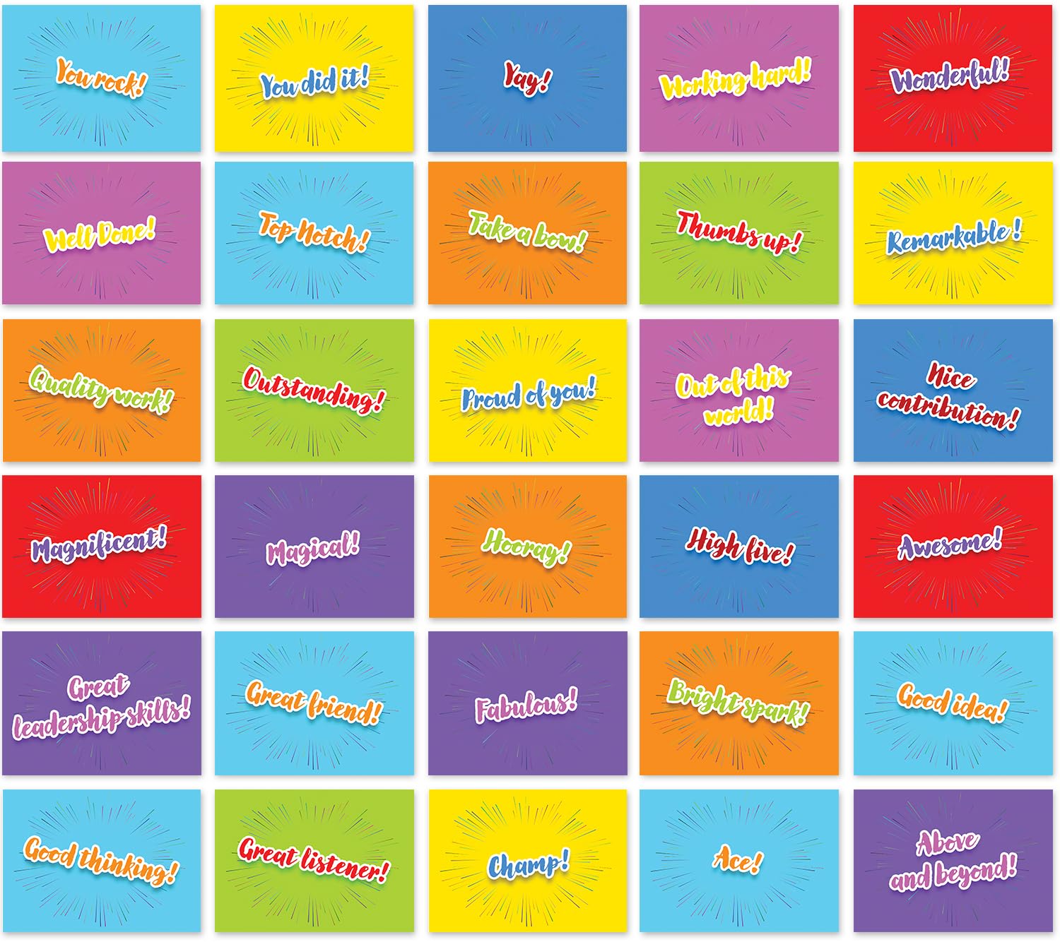 Fun A6 Positive Praise Postcard Pack for Kids Teens Adults - Generic Praise Phrases - Postcard Gifts for Pupils Teachers Parents Children Students, 148mm x 105mm Blank Inspirational Post Cards