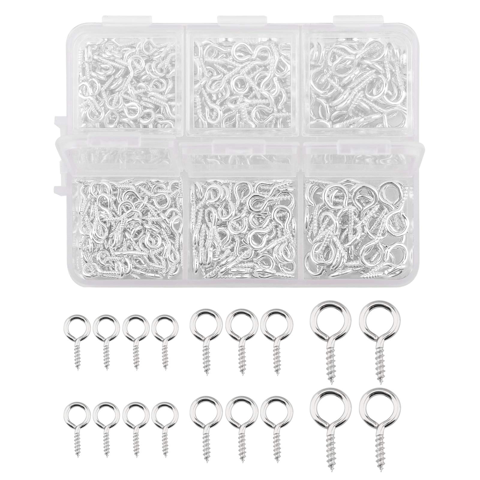 TOYMIS 400pcs Mini Screw Eye Pins, Mini Metal Eye Pins Small Eye Pin Pendants for DIY Art&Crafts, Jewelry Making Findings, Charm Bead Supplies (Silver, 3 Different Sizes)