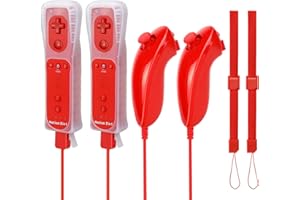 2 Pack Motion Plus Controller with Nunchuck for Wii, surcok 2 in 1 Remote Controller with Nunchucks Compatible with Wii/Wii U
