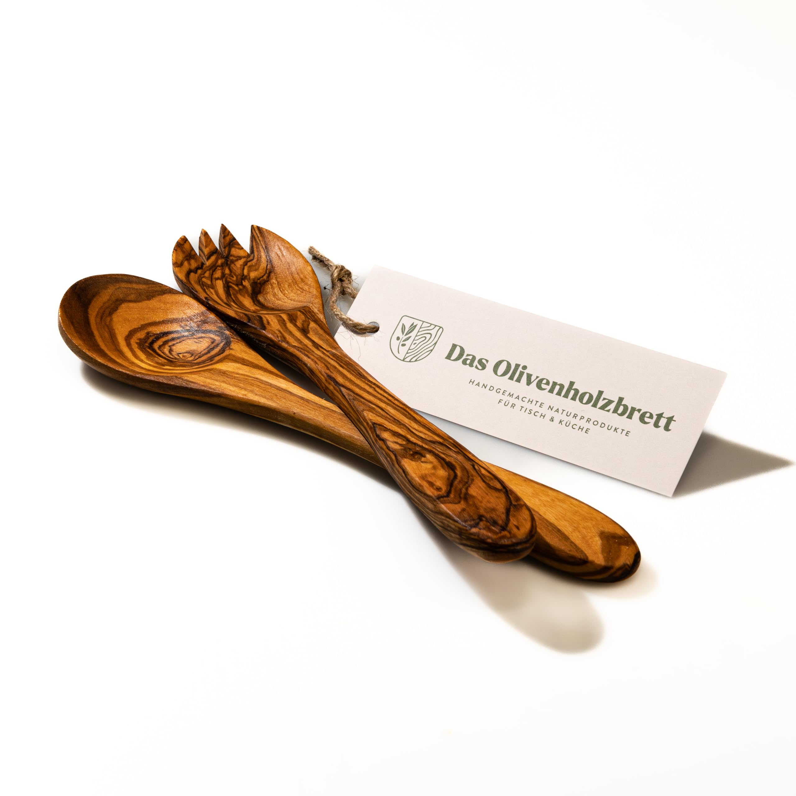 DAS OLIVENHOLZBRETT Olive Wood Salad Servers / Wooden Salad Servers / Serving Cutlery Made of Wood / Serving Spoon / Olive Wood Cutlery / 25 cm