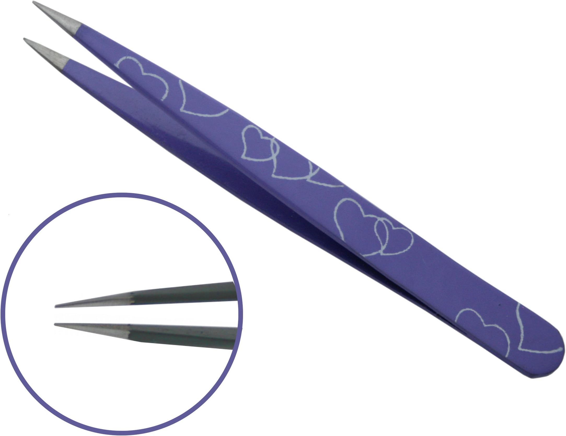 Professional Eyebrow Tweezers, Pointed Tip, Purple Hearts