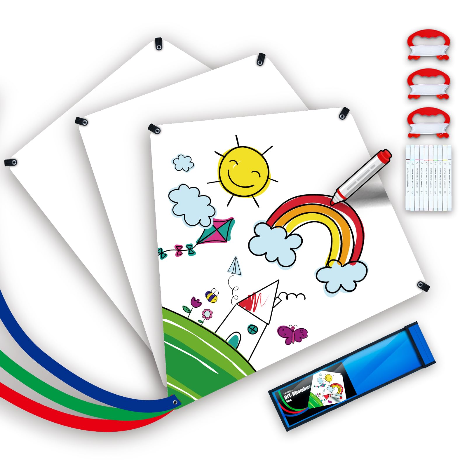 SGftre DIY Blank Diamond Kite for Kids & Adults Easy to Fly,Kite Making Kit Bulk,Kites are Used for Parties and Outdoor Beach Activities (Blank diamond 3)