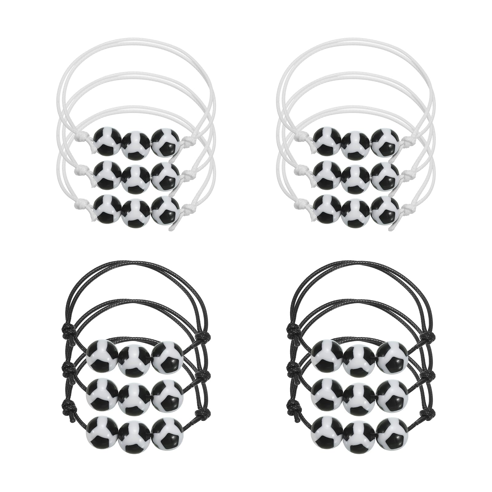 PATIKIL 11mm Soccer Charm Bracelets, 1Set/12Pcs Sports Beads Bracelet Inspirational Wristbands for Teen Adults Sport Theme Party Favors