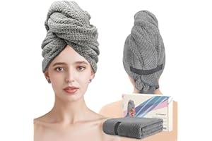 FREATECH Large Microfibre Hair Towel Wrap for Women Long Thick Curly Hair, 43"×27" Luxury Quick Drying Hair Turban Towel with