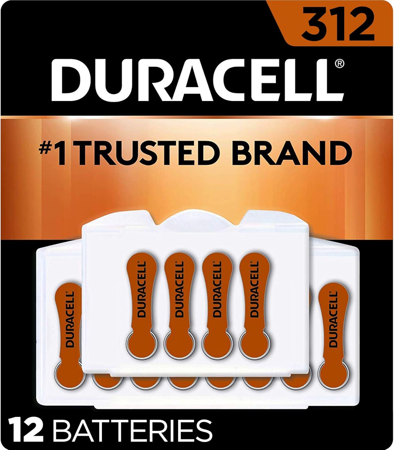 Duracell - Hearing Aid Batteries Size 312 (brown) - long lasting battery with EasyTab for ease of installation - 24 count: Health & Personal Care