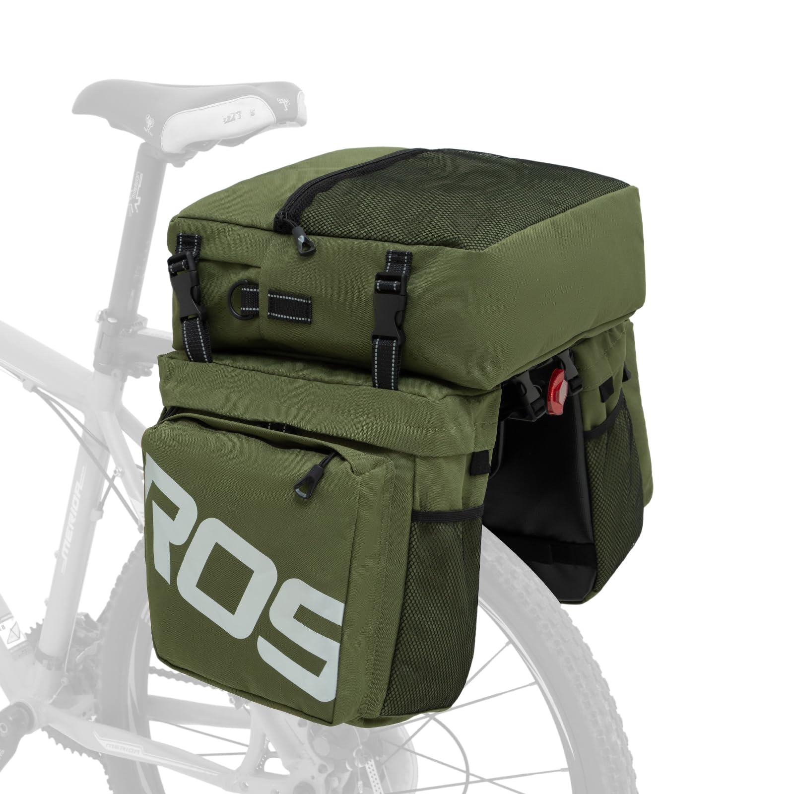 Roswheel 14892 3 in 1 Multifunction Bike Bicycle Rear Rack Panniers Back Seat Cargo Trunk - Army Green