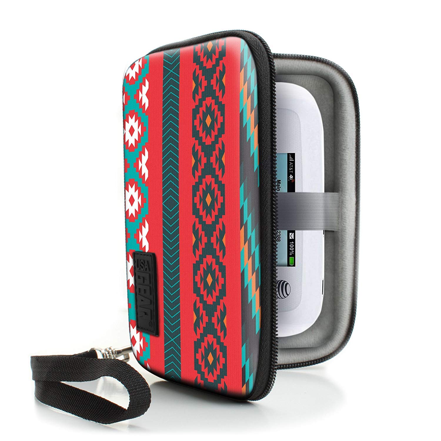USA Gear Portable WiFi Hotspot Hard Case - WiFi Booster Travel Case with Wrist Strap - Compatible with MERCUSYS MT110, ZTE MF920, TP-Link M7450, D-Link DWR-2101