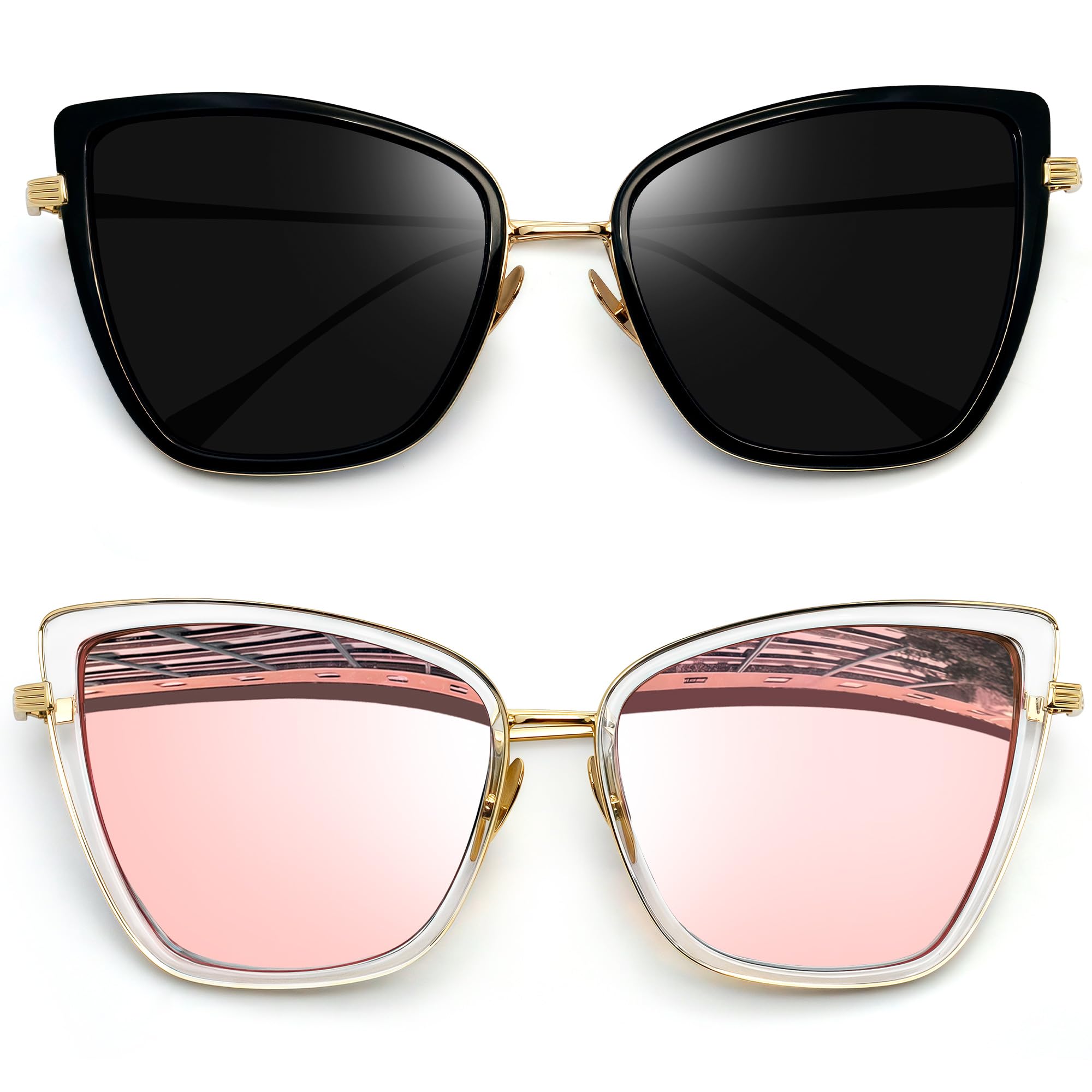 Photo 1 of Joopin Oversized Cateye Sunglasses Fashion Cat Eye Sun Glasses UV Protection Trendy Becky Shades for Women Ladies Cute Sunnies (Black + Pink)
