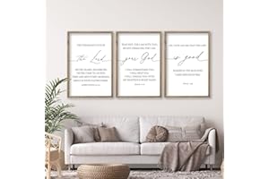FLOWTORELY The Lord Your God Is Good Bible Verses Wall Art Decor Set of 3 24"x16" Bedroom Above Bed Inspirational Christian Scripture Wood Framed Sign Rustic Home Living Room Office Wall Hang (Wood)