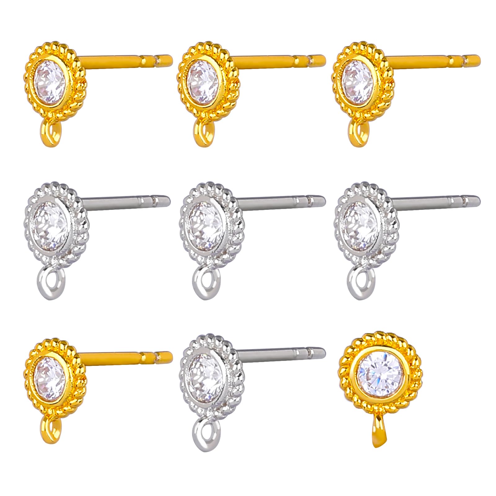 BEEFLYING 8pairs Cubic Zirconia Earring Wire Platinum Golden Leverback Brass Earrings Hooks for Women Girls DIY Jewelry Making — image 1
