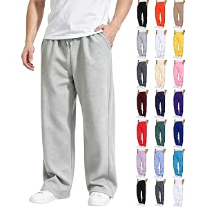 ZGTWHZY Mens Baggy Sweatpants Baggy Casual Straight Wide Leg Fleece Sweat Pants Athletic Workout Gym Jogger with Pockets
