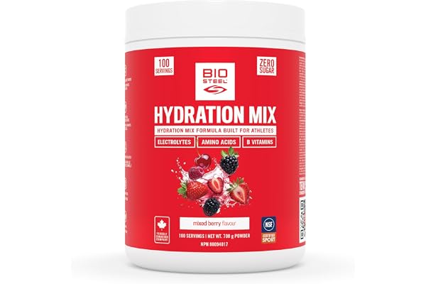 BioSteel Electrolyte Hydration Mix Powder, Zero Sugar, No Artificial Flavours, Mixed Berry, 100 Serving Container