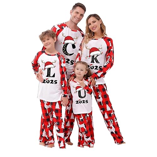 Matching Christmas Pjs for Family Christmas Pyjamas Set 2025 Mens Womens Kids Letter Printed Xmas Matching Family Loungewear SetsBaby，0-3 Months