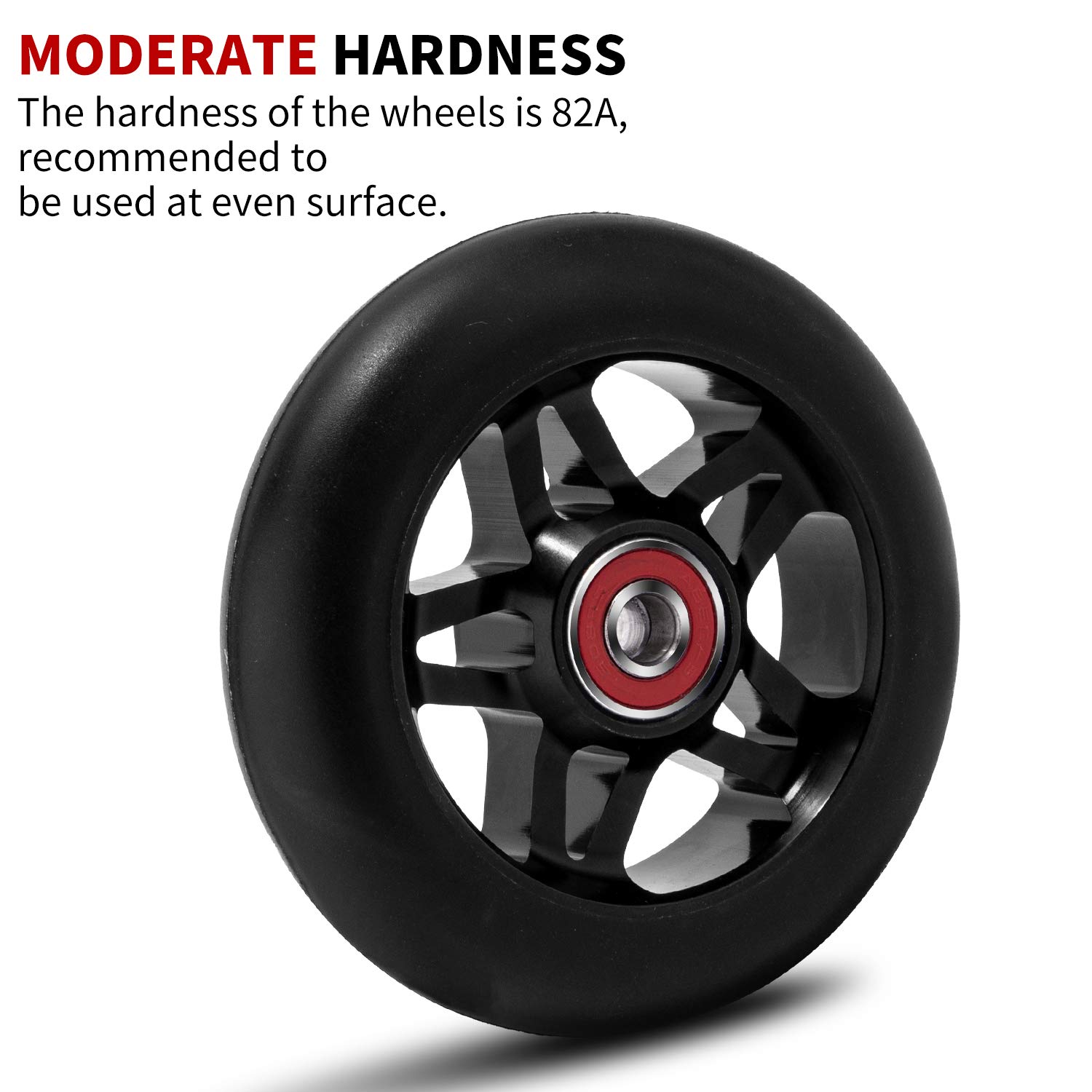 NONMON 2 Pack 100mm Scooter Wheels,88A Replacement Scooter Wheel with ABEC-9 608RS Bearings Installed for Pro Scooters Kick Scooters, Black