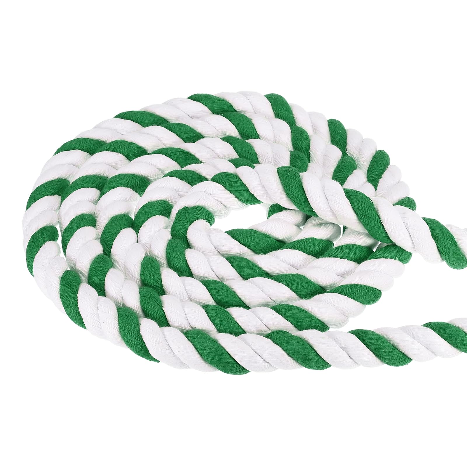 PATIKIL 1 Inch x 25 Feet Natural Twisted Cotton Rope, 3 Strand Tug of War Rope with Sealing Tape for Craft Railings Home Decor, Green White