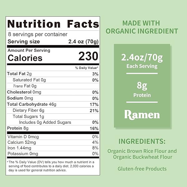 HETHSTIA RICE RAMEN ORGANIC BROWN RICE AND BUCKWHEAT NOODLES, GLUTEN-FREE BUCKWHEAT RAMEN, WHOLE GRAIN RICE RAMEN PASTA, NON-GMO AND KOSHER, 8 PACKS SOBA RAMEN NOODLES BABY HEALTHY DIET (19.8 OZ)