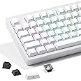 SDYZ White Side Print PBT Keycap Set - Double Shot Shine Through Custom OEM Profile 136 Keys, Minimalist Style Phantom Keyboard Keycap for Mechanical Keyboards